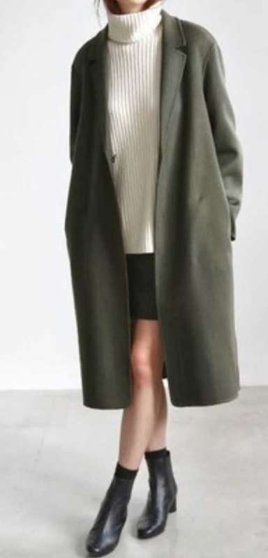 Oversized Melton Olive Green maxi Coat