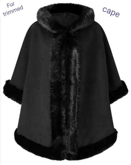 Exquisite Faux fur trimmed Cape with Hood