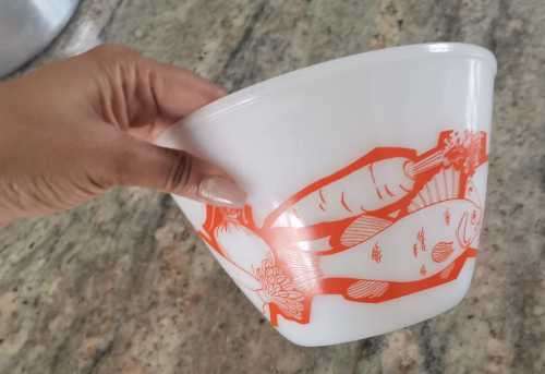 Vintage White  bowls with design