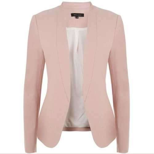 Gorgeous Light Pink Collarless Blazer