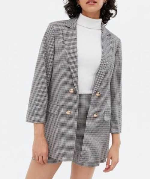 Black and white double breasted blazer