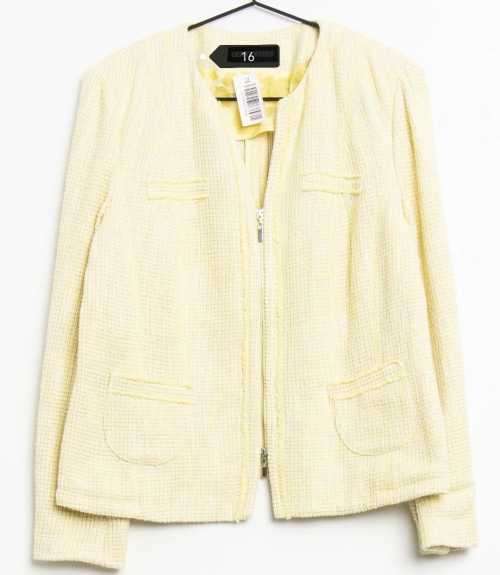 Yellow Boucle Zip up coat