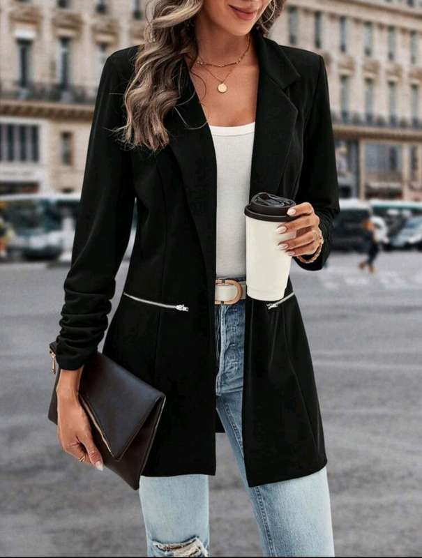 Beautiful black cotton  blazer zip up with side zip detailing .... From R30 Shipping