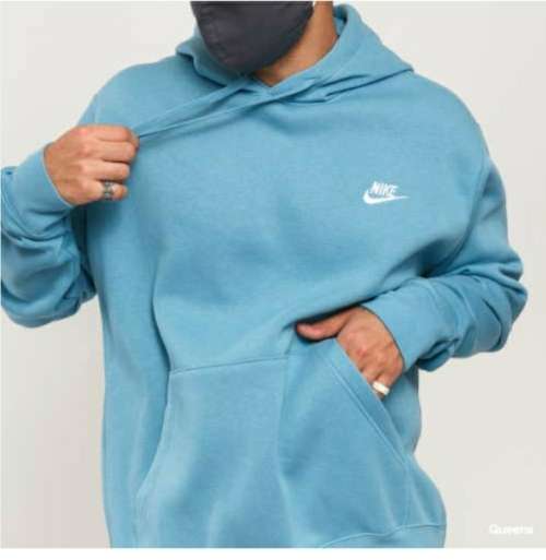 Nike Men`s CLUB LOGO Hoodie (Standard Fit) Light Blue BV2973 072 Size Medium