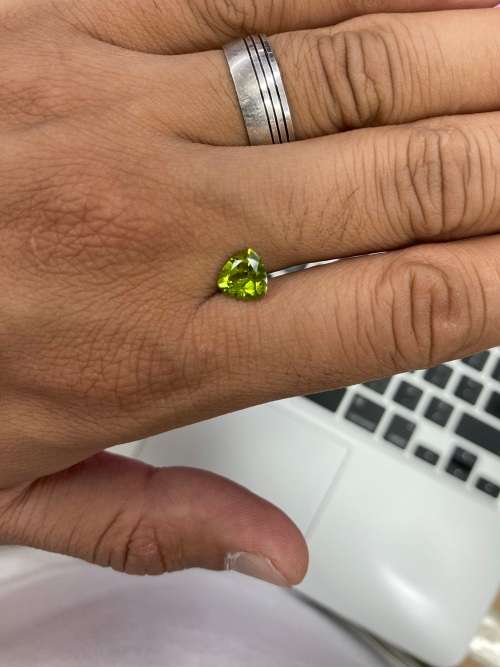 Natural Mined Peridot. Trillion Cut. 7.8mm 1.70cts