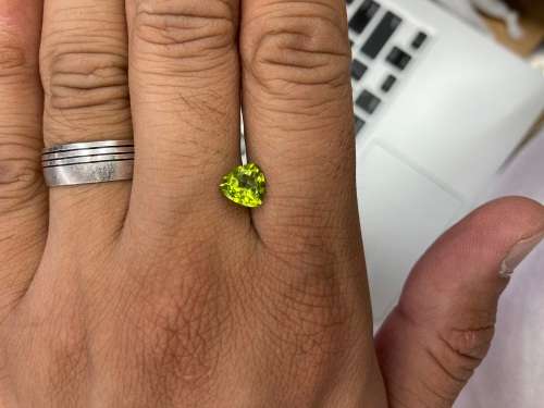 Natural Mined Peridot. Trillion Cut. 7.8mm 1.70cts