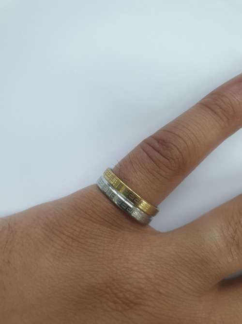 VERSACE RING - GOLD AND SILVER. SIZE 19