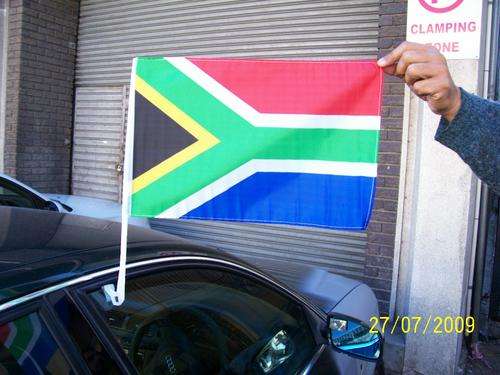 S.A.FLAG - CAR WINDOW MOUNTED ! SHOW YOUR SUPPORT FOR THE NATIONAL TEAM
