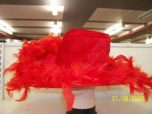 PARTY - HAT  - FEATHERS RED AND BLACK - ADULT SIZE