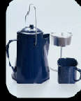 Braai - Cowboy COFFEE POT SET with 4 mugs AND a built in PERCULATOR. Also good at a braai/barbeque