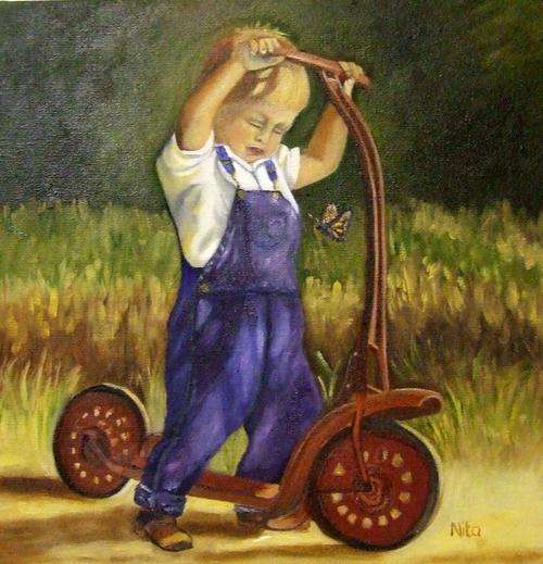 Little Boy on his Scooter