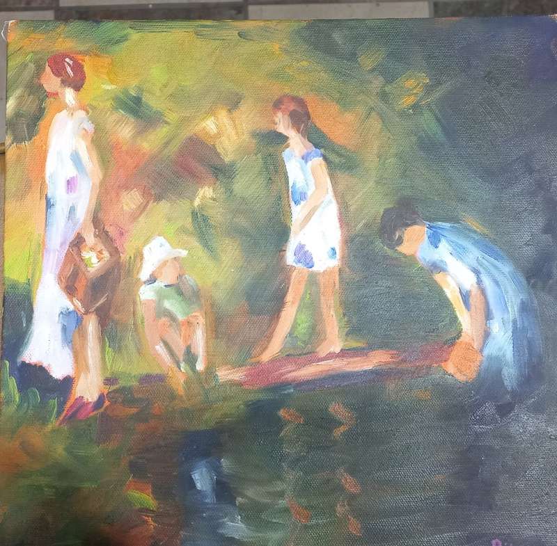Painting of  woman in a field