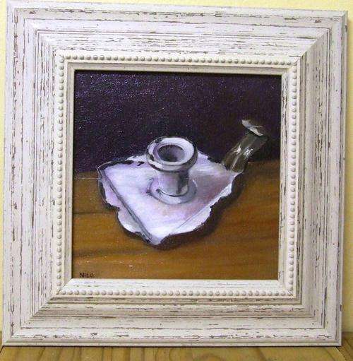 Original Oil painting of a Antique Enamel Candle Sconces