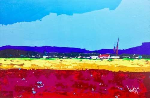 *** VINCE VUKA Acrylic on primed board at a crazy R1 start *** 900mm x 600mm