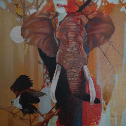 *** AMAZING PETER BOTHA Oil on Canvas at a crazy R1 start *** 500mm x 500mm Investment
