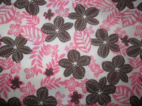 Pink and brown cotton fabric, large piece
