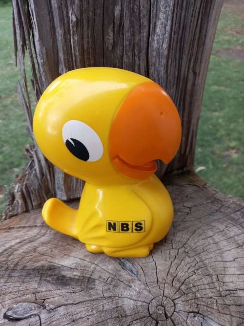 Vintage NBS Bank cockatoo coin bank piggy bank savings bank