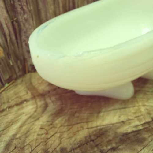 Vintage Milk glass Acorn squirrel dish
