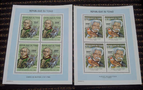 ***TCHAD SET OF 2 BIRD MINISHEETS UNMOUNTED MINT***