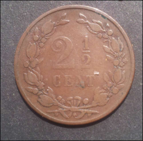***1877 NETHERLAND 2 1/2c***
