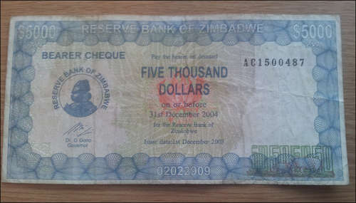 ***5 DIFFERENT ZIMBABWE BANKNOTES -  ALL FOR 1 BID***