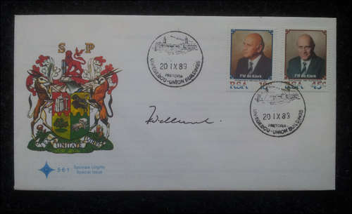***1989 FDC SIGNED BY FW DE KLERK***