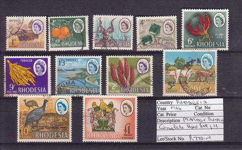 ***REDUCED FROM R250**RHODESIA 1966 MARDON PRINTING COMPLETE SET USED A GREAT BUY CAT VALUE +R700***