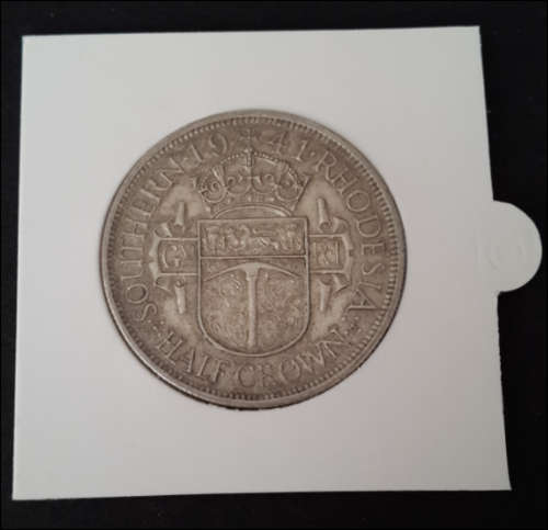 ***SUPERB ! STERLING SILVER SOUTHERN RHODESIA 1941 HALF CROWN GREAT CONDITION***