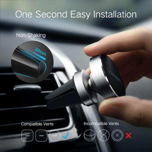 Magnetic  Mobile Phone Air Vent  Mount Holder for iPhone/Samsung Smartphone (Grey)