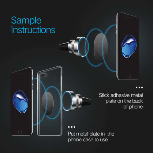 Magnetic  Mobile Phone Air Vent  Mount Holder for iPhone/Samsung Smartphone (Grey)