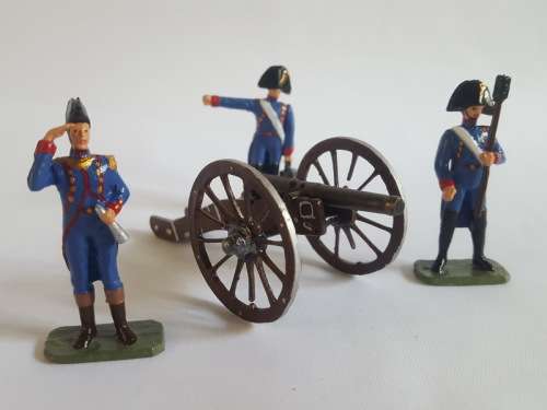 French Gribeauval Cannon & Line Artillerymen Lead Soldiers
