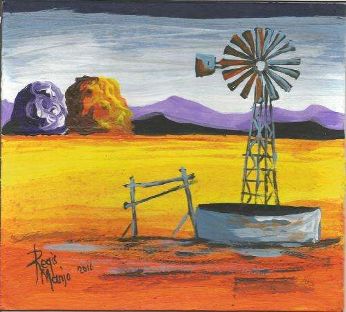 Beautiful acrylic painting by Regis Manje titled-Windpomp