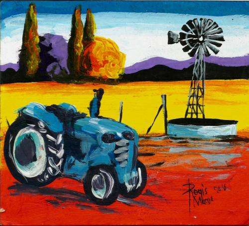 Beautiful acrylic painting by artist Regis Manja titled- Blou trekker