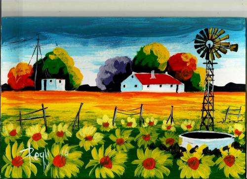 Beautiful acrylic painting by artist Regis Manja titled- Secunda Farm II
