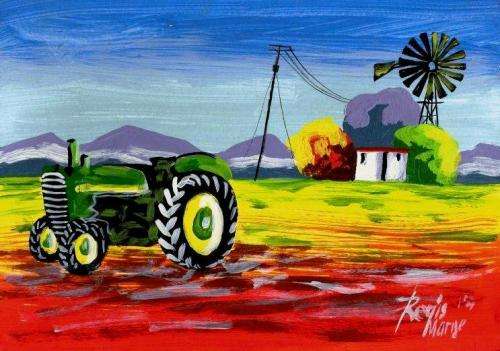 Beautiful acrylic painting by artist Regis Manje titled Farm in Limpopo