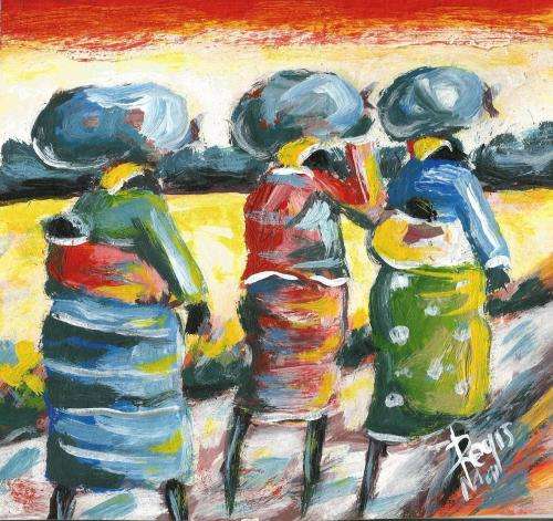 Beautiful painting by artist Regis Manje titled Mothers