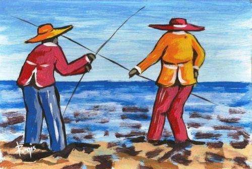 Beautiful painting by Regis Manje titled Fishing