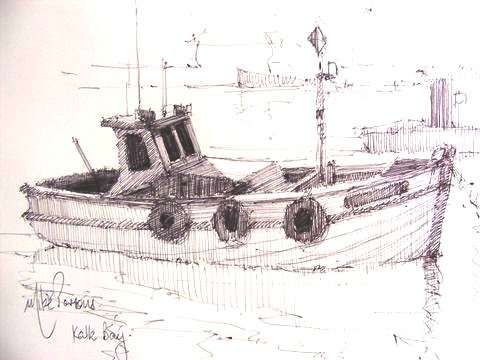 Original Mike Parsons Pen sketch-Titled Kalkbay