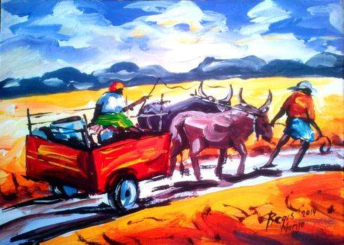 Beautiful acrylic painting by artist Regis Manja titled- Working III