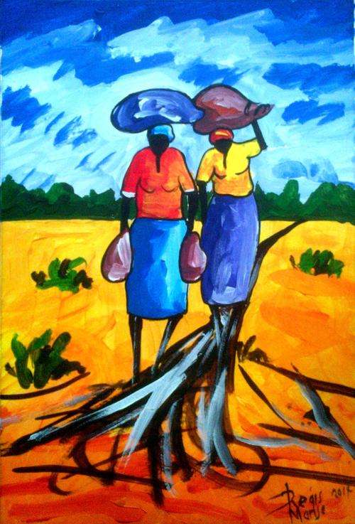 Beautiful acrylic painting by artist Regis Manja titled- Journey III