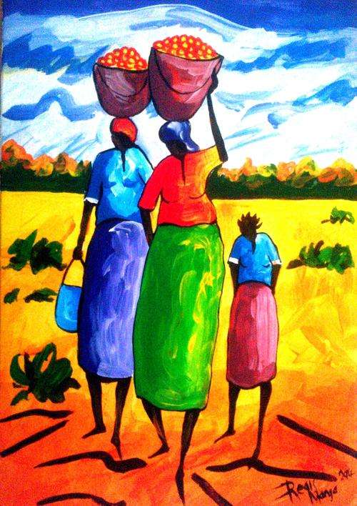 Beautiful acrylic painting by artist Regis Manja titled- Going home VI