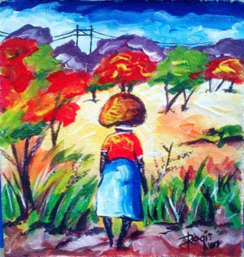Beautiful oil painting by artist Regis Manja titled- Going home VII Shipping Free
