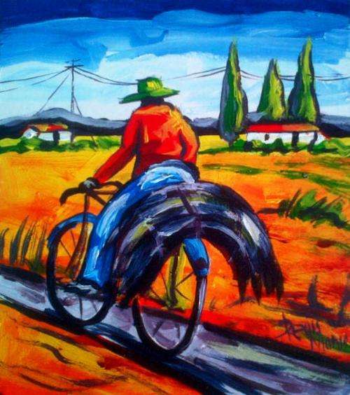 Beautiful acrylic painting by artist Regis Manja titled- From the field