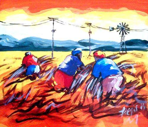 Beautiful acrylic painting by artist Regis Manja titled- Harvest time II