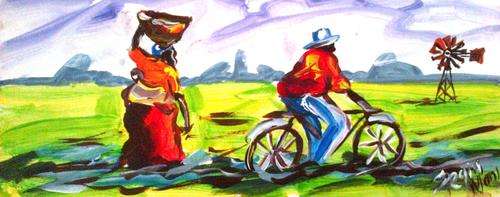 Beautiful acrylic painting by artist Regis Manja titled- Going Home