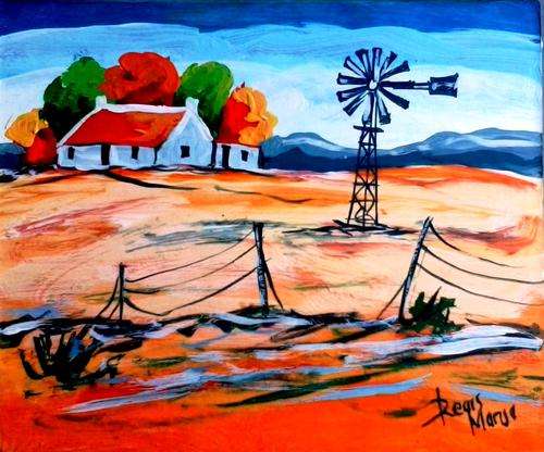 Beautiful acrylic painting by artist Regis Manja titled- Farm in Secunda