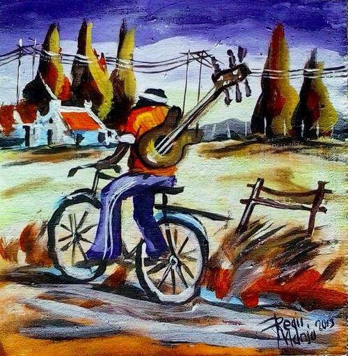 Beautiful acrylic painting by artist Regis Manja titled- After work