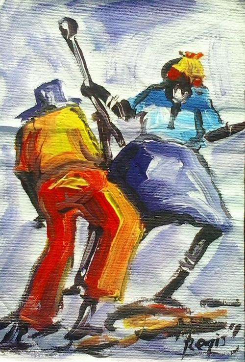 Beautiful acrylic painting by artist Regis Manja titled- Dancers II