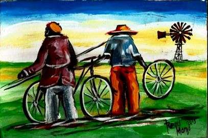 Beautiful acrylic painting by artist Regis Manja titled- Friends