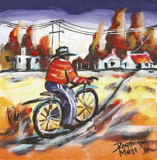 Beautiful acrylic painting by artist Regis Manja titled- Going Home